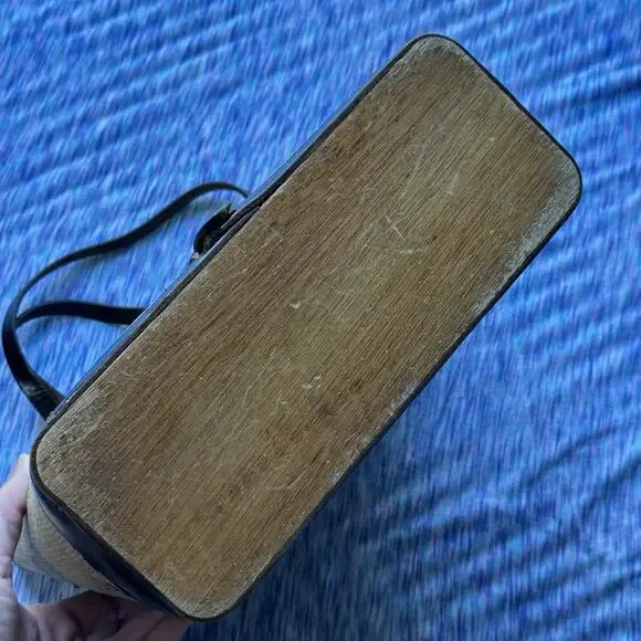 VTG 1964 Enid Collins Purse Pavan Pheasant Peacock Blue Jewels Wooden Bucket